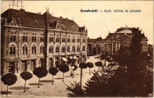 1928 Kecskemét, Katolikus bérház és színház, Szabó Gyula, Fuchs üzlete. Vasúti levelezőlapárusítás 458. (EB)