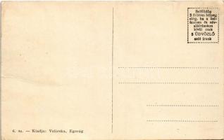 Egerág (Pécs), utca, templom, Velicska Géza üzlete és saját kiadása (fa)