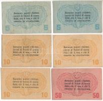 Olaszország / Velence / Osztrák-magyar megszállás 1918. 5c (2x) + 10c (3x) + 50c T:AU-F közte folt, ...