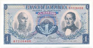 Kolumbia 1970. 1P T:F szép papír Colombia 1970. 1 Peso C:F fine paper Krause P# 404e