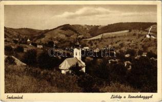 1944 Szekszárd, látkép a Remeteheggyel. Berger Mihály kiadása (szakadás / tear)