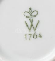 Wallendorf virágmintás kínáló, jelzett, matricás, kopással, d: 12,4 cm