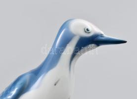 Zsolnay porcelán fakopáncs / harkály figura, kézzel festett, jelzett, hibátlan, m: 17 cm