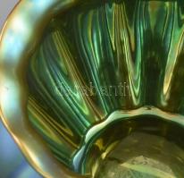 Zsolnay eozin hólyagos kaspó, savmaratott felületén eozinmázakkal festett, hibátlan, d: 13 cm, m: 10...