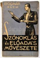 Bognár Elek: A szónoklás és előadás művészete. Márton Lajos festőművész rajzaival. Bp., én, Szerzői, (Merkantil-ny.) Illusztrált kiadói papírkötésben, foltos borítóval, kissé sérült gerinccel.