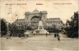 1911 Budapest VII. Keleti pályaudvar és Baross szobor (fl)