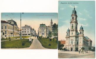 4 db RÉGI erdélyi város képeslap vegyes minőségben: Arad, Temesvár, Nagyvárad, Marosvásárhely / 4 pre-1945 Transylvanian town-view postcards in mixed quality: Arad, Timisoara, Targu Mures, Oradea