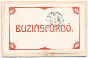 1910 Buziásfürdő, Baile Buzias; 6-részes kihajtható leporellólap / 6-tiled folding leporellocard, spa