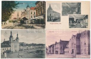 4 db RÉGI erdélyi város képeslap vegyes minőségben: Dés, Brassó, Marosvásárhely, Nagyvárad / 4 pre-1945 Transylvanian town-view postcards in mixed quality: Targu Mures, Brasov, Dej, Oradea