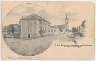 Nagyapold, Grosspold, Apoldu de Sus; Evang. Kirchengemeindehaus und Gemeindekanzlei / Evangélikus plébánia és hivatal. A. Glatz kiadása / Lutheran parish and office (EM)