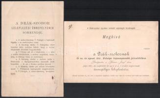 1887 Bp., A Deák-szobor leleplezési ünnepélyének sorrendje és meghívó