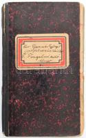 1945-1946 özv. Gerencsei Gyöngyi cipőfelsőrész készítő forgalmi adókönyve, kb. 60-70 oldalnyi bejegyzéssel, számos Budapest Székesfőváros forgalmiadó bélyeggel (5P - 10.000P értékű). Sérült állapotban, szakadt, kijáró lapokkal.