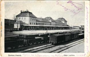 1904 Piski, Simeria; indóház, vasútállomás, vonat. Főző József kiadása / railway station, train (b)