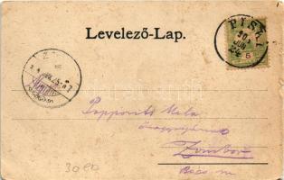 1904 Piski, Simeria; indóház, vasútállomás, vonat. Főző József kiadása / railway station, train (b)