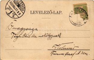 1903 Nagyenyed, Aiud; Fő tér részlet, üzlet, templom. Winkler János kiadása / main square, shop, chu...