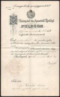 1914 A M. Kir. Igazságügyminiszter által kiállított albírói kinevező okmány Balogh Jenő igazságügy-miniszter saját kezű aláírásával, bélyegzőjével, hivatali működésének utolsó előtti napján