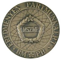 1988. &quot;Eredményes Pártmunkáért MSZMP BM PB (Belügyminisztérium Pártbizottság&quot; ezüstpatinázott bronz emlékérem, eredeti tokban, igazolással (88mm) T:AU