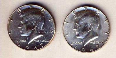 USA 1967. 1/2$ Ag "Kennedy" (2x) T:2