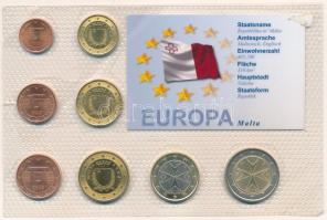 Málta 2008. 1c-2E (8xklf) "Europa" forgalmi összeállítás kissé sérült fóliatokban T:UNC,AU Malta 2008. 1 Cent - 2 Euro (8xdiff) "Europa" coin set in little damaged foil packing C:UNC,AU