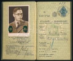 1937-1939 Magyar királyság fényképes útlevele Rosenberg Gábor izraelita származású mérnök részére