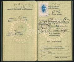 1937-1939 Magyar királyság fényképes útlevele Rosenberg Gábor izraelita származású mérnök részére