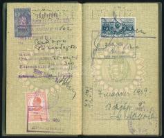 1937-1939 Magyar királyság fényképes útlevele Rosenberg Gábor izraelita származású mérnök részére