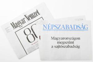 2011 Népszabadság 2011. jan. 3. utolsó szám. + 2018 Magyar Nemzet 2018. árpilis 11. utolsó szám. Jó állapotban.