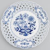 Hutschenreuther hagymamintás és áttört mintás dísztál, jelzett, hibátlan, d: 25,5 cm