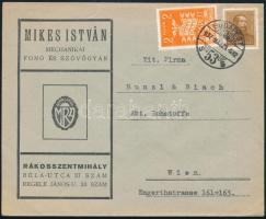 1937 Mikes István mechanikai fonó és szövőgyár Rákosszentmihály céges levélboríték