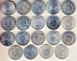 Ausztria 1974-77. 25Sch Ag komplett sor (19 klf db), "Bundestheater"-rel együtt T:BU