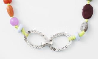 Színes achát köves nyaklánc, h: 89 cm