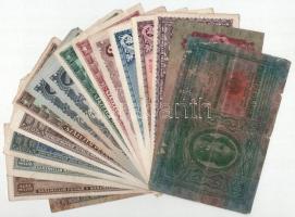16db-os vegyes, nagyrészt pengő bankjegy tétel, közte 1912. 100K piros "MAGYARORSZÁG" felü...
