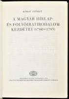 Kókay György: A magyar hírlap- és folyóiratirodalom kezdetei (1780-1795.) Irodalomtörténeti Könyvtár 25. Bp., 1970., Akadémiai Kiadó. Kiadói egészvászon-kötés.