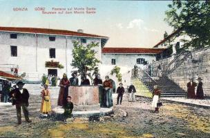 Gorizia fountain at Monte Santo with guesthouse and café