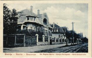 1933 Beszterce, Bistritz, Bistrita; Mária királyné utca, villa / Str. Regina Maria / Königin Mariastrasse / street view, villa (ragasztónyom / glue marks)