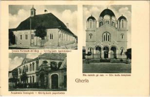 Szamosújvár, Gherla; Scoala Normala de baeti, Bis. catedr. gr. cat., Academia Teologica / Görögkatolikus tanítóképző, papnevelde és templom. Todoran kiadása / Greek Catholic church, teachers&#039; training institute, theological academy (EK)