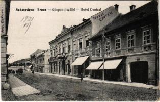 1921 Szászváros, Broos, Orastie; Központi szálloda és kávéház / Hotel Central, café (EK)