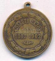 1902. Kossuth Lajos 1802-1902 születésének 100. évfordulójára aranyozott bronz emlékérem füllel (29mm) T:VF