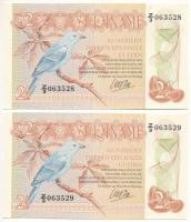 Suriname 1985. 2 1/2G (2x) sorszámkövetők "Z/3 063528 - Z/3 063529" T:UNC,AU Suriname 1985. 2 1/2 Gulden (2x) consecutive serials "Z/3 063528 - Z/3 063529" C:UNC,AU Krause P#119