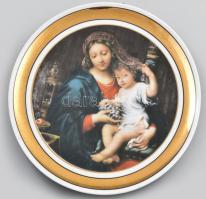 Hollóházi Botticelli falitányér (Madonna del Magnificat), matricás, jelzett, apró karcolásokkal, d: 24,5 cm