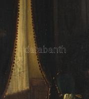 Viski Balás László (1909-1964): Enteriör. Olaj, vászon. Jelzett, keretben Vásznon sérülésekkel 80x60...