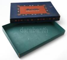 cca 1940 Del-Ka tulipántos láda, régi ajándékdoboz, kisebb sérülésekkel, 37,5x26,5x4 cm