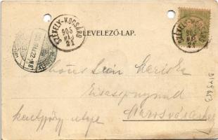 1905 Marosújvár, Uioara, Ocna Mures; Gőzfürdő / steam bath, spa (lyukasztott / punched holes)