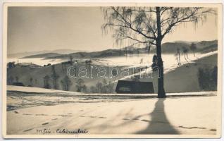 Szebeni-havasok, Muntii Cibinului (Cindrel), Zibinsgebirge; Efect de iarna pe Valare / Wintermorgen am Valare / tél. Foto orig. J. Fischer 1933. (Rb)