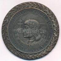 1943. &quot;MÁV Sportegyesületeinek Ligája - Mindent a Hazáért - Mátyás király év 1943&quot; ezüstözött bronz sportérem (51mm) T:XF