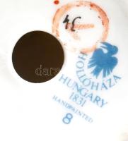 Hollóházi angyalka glóriával. Jelzett, kézzel festett, kis kopással, m: 9 cm