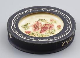 Zsolnay Exclusiv ginkgo biloba mintás ékszeres tálka, eredeti dobozában, jelzett, hibátlan, d: 8,5 c...