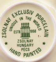 Zsolnay Exclusiv ginkgo biloba mintás ékszeres tálka, eredeti dobozában, jelzett, hibátlan, d: 8,5 c...