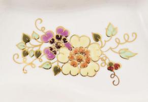 Zsolnay virágmintás kínáló, jelzett, hibátlan, 21,5x11,5 cm