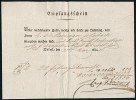 1831 Trieszt, német nyelvű nyugta (Empfangsschein)